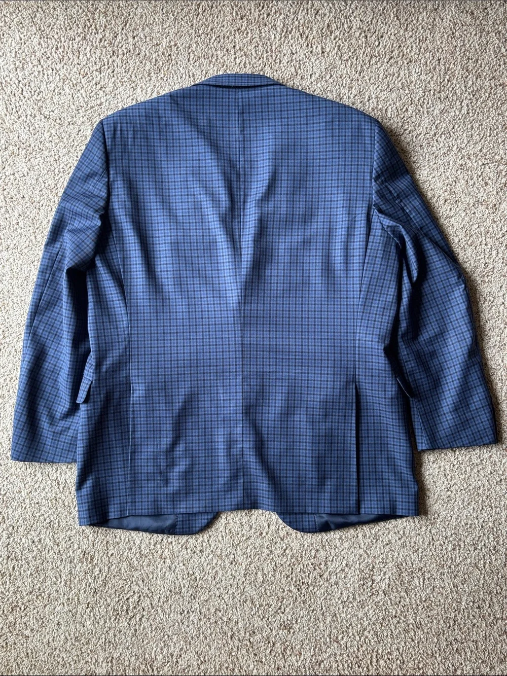 Peter Millar Men’s Blue Check 2 Button Wool Sport Coat Blazer Jacket 48 L Tall